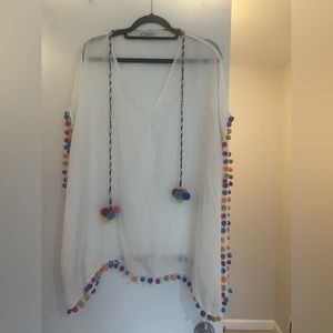 Bindya New York Beach Dress with multicolored pompoms